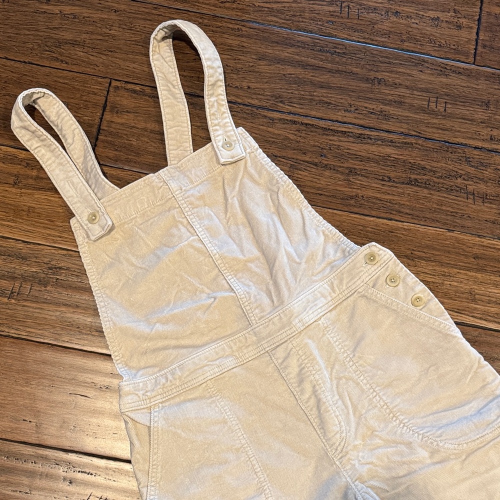 Patagonia Stand Up Cropped Corduroy Cream Overalls - Picture 2 of 7